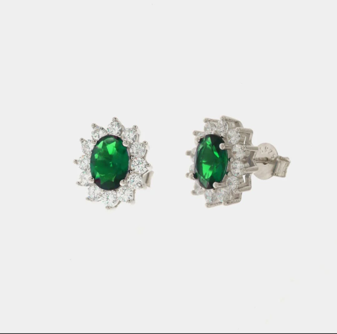 Orecchini in argento 925 con zircone centrale