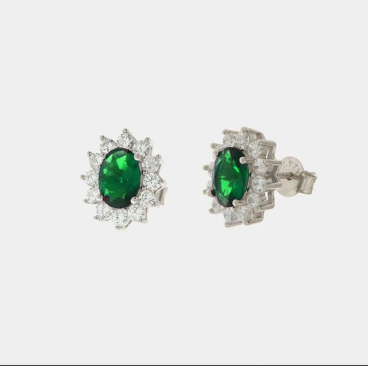 Orecchini in argento 925 con zircone centrale