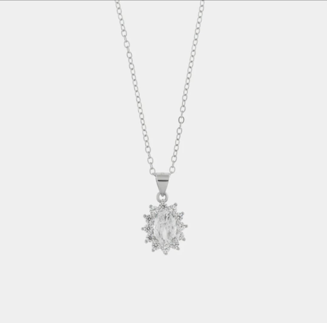Collana in argento 925 con zircone centrale