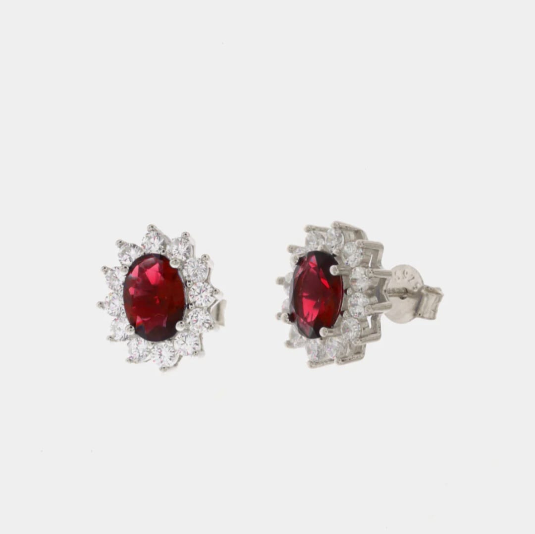 Orecchini in argento 925 con zircone centrale