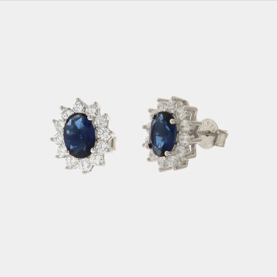 Orecchini in argento 925 con zircone centrale