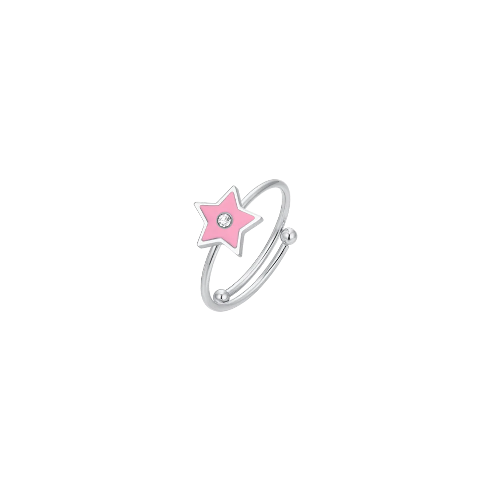 ANELLO BAMBINA IN ACCIAIO SMALTO ROSA