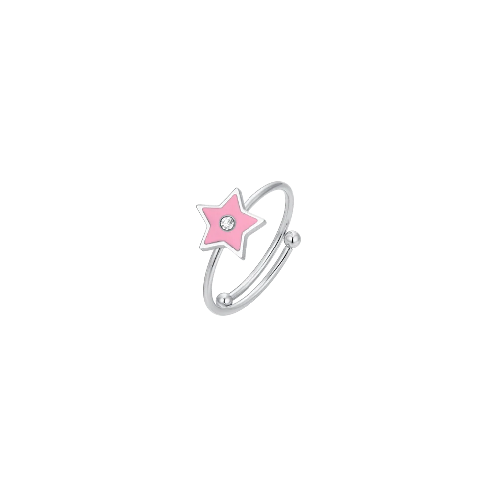 ANELLO BAMBINA IN ACCIAIO SMALTO ROSA