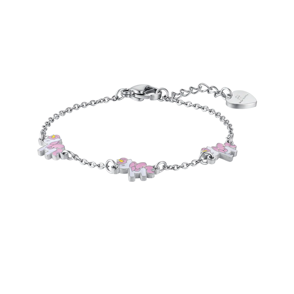 BRACCIALE BAMBINA IN ACCIAIO CON UNICORNI