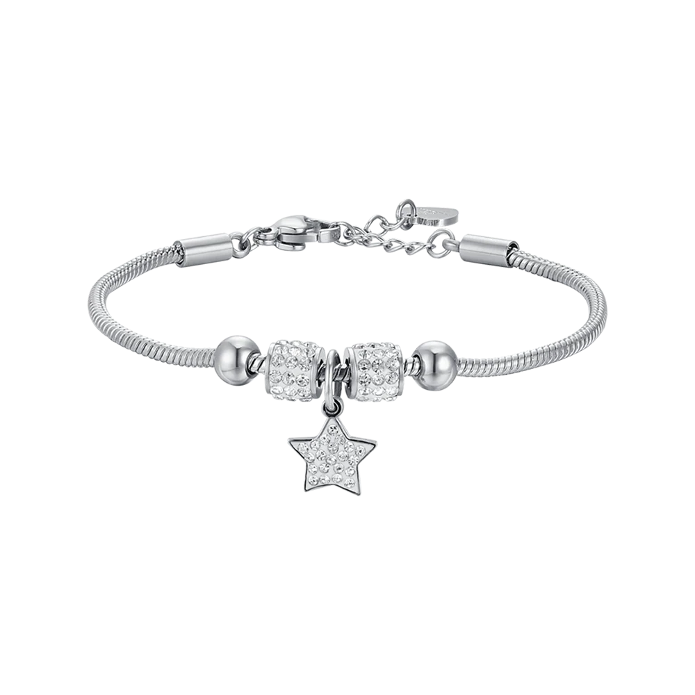 BRACCIALE BAMBINA IN ACCIAIO CON STELLA CON CRISTALLI BIANCHI