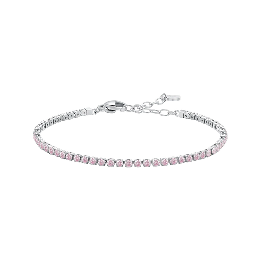 BRACCIALE BAMBINA TENNIS IN ACCIAIO CON ZIRCONI ROSA