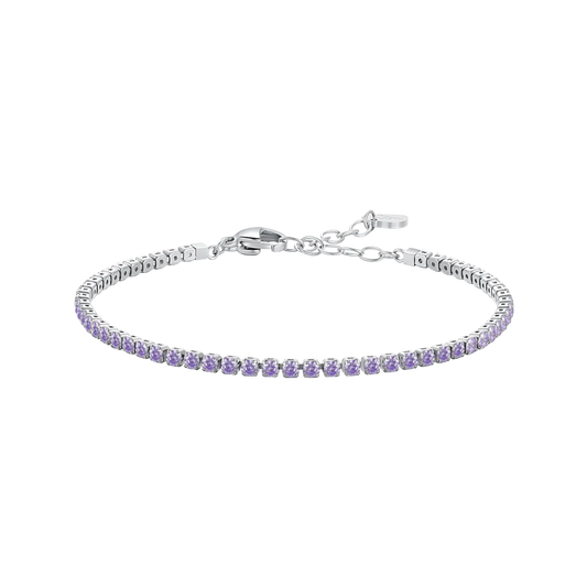 BRACCIALE BAMBINA TENNIS IN ACCIAIO CON ZIRCONI VIOLA