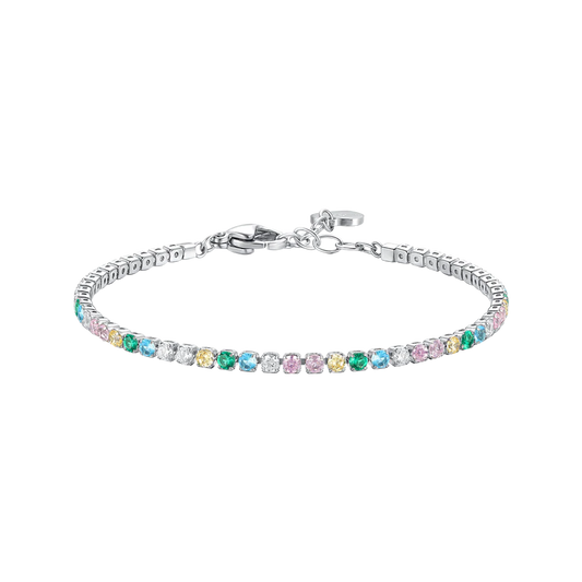 BRACCIALE BAMBINA TENNIS IN ACCIAIO CON ZIRCONI MULTICOLOR