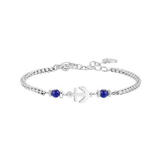 BRACCIALE BAMBINO IN ACCIAO CON ANCORA E PIETRE BLU LAPIS