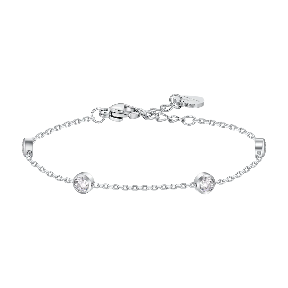 BRACCIALE BAMBINA IN ACCIAIO CON ZIRCONI BIANCHI