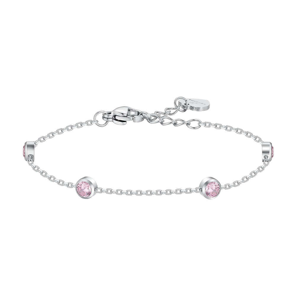 BRACCIALE BAMBINA IN ACCIAIO CON ZIRCONI ROSA
