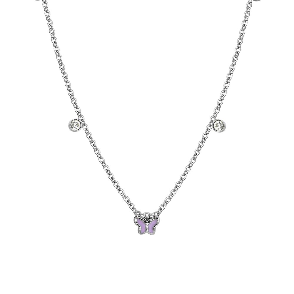 COLLANA BAMBINA IN ACCIAIO SMALTO VIOLA
