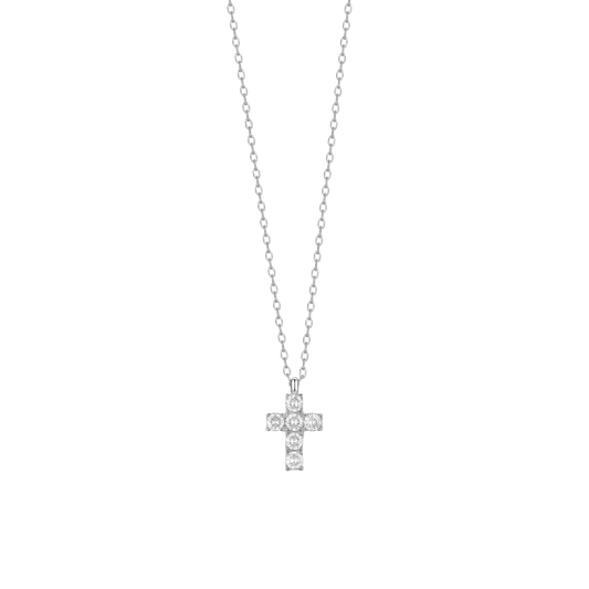 COLLANA BAMBINA IN ACCIAIO CON CROCE CON ZIRCONI BIANCHI