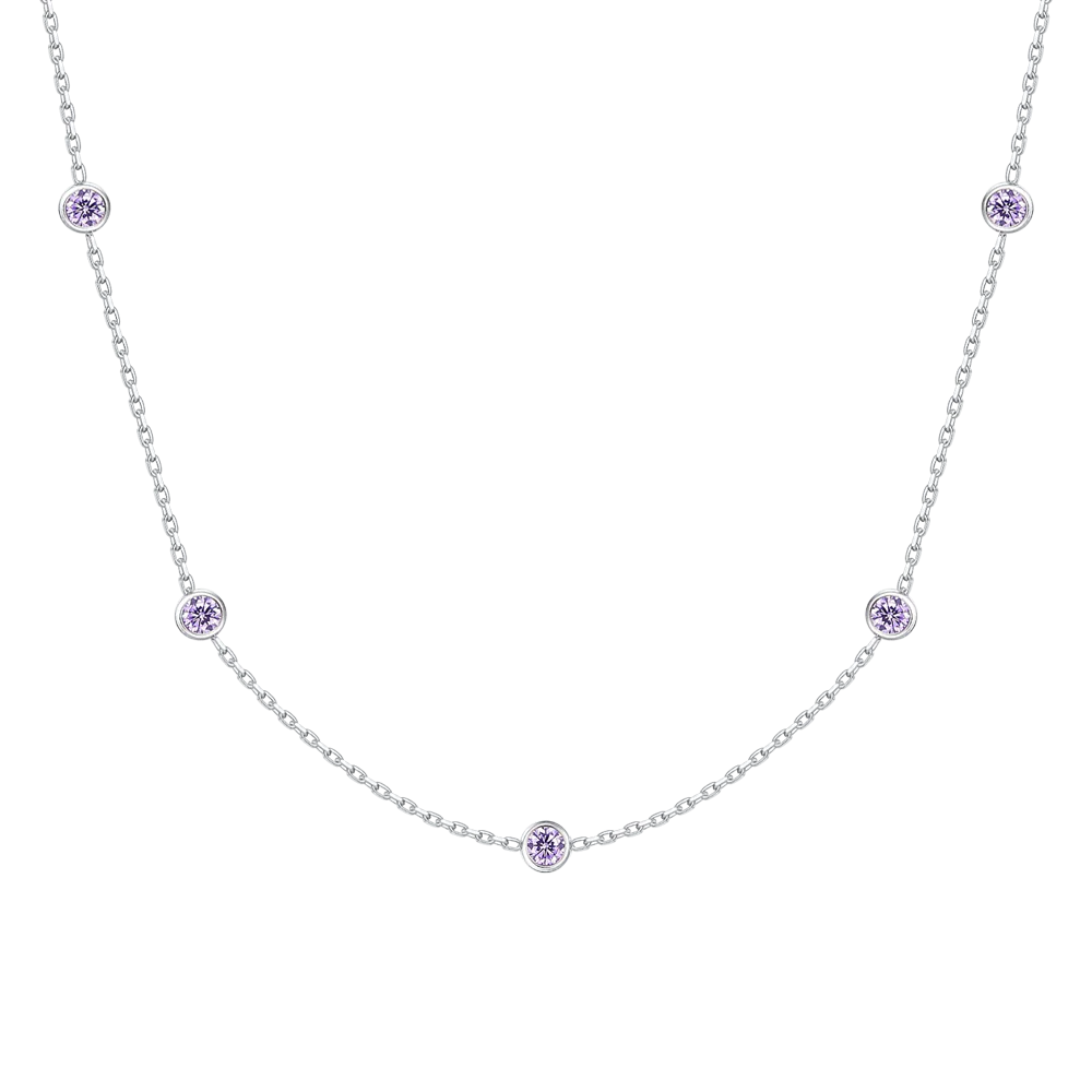 COLLANA BAMBINA IN ACCIAIO CON ZIRCONI VIOLA