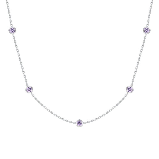 COLLANA BAMBINA IN ACCIAIO CON ZIRCONI VIOLA