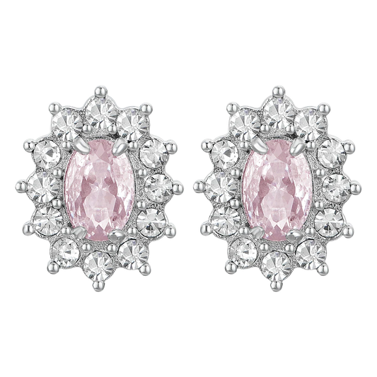 ORECCHINI DONNA IN ACCIAIO CRISTALLI E ZIRCONE ROSA