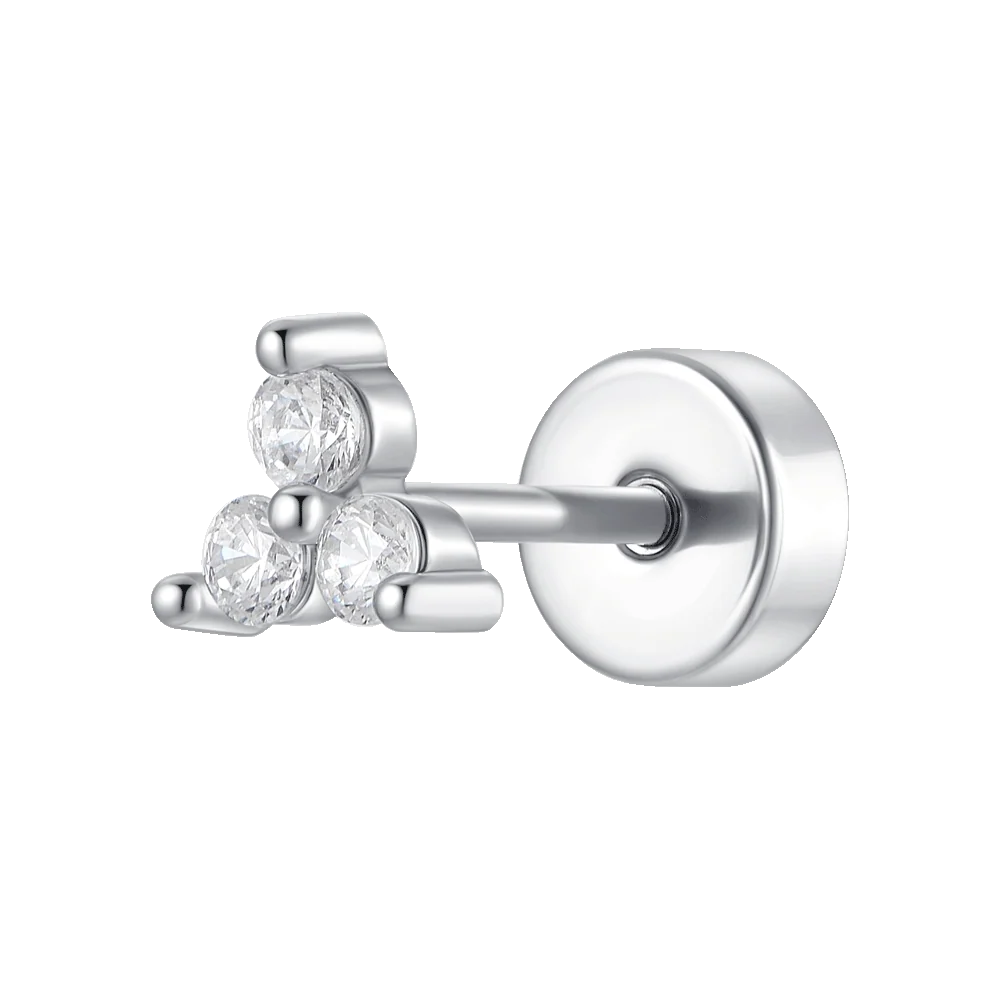 PIERCING ORECCHIO DONNA IN ACCIAIO CON ZIRCONI BIANCHI