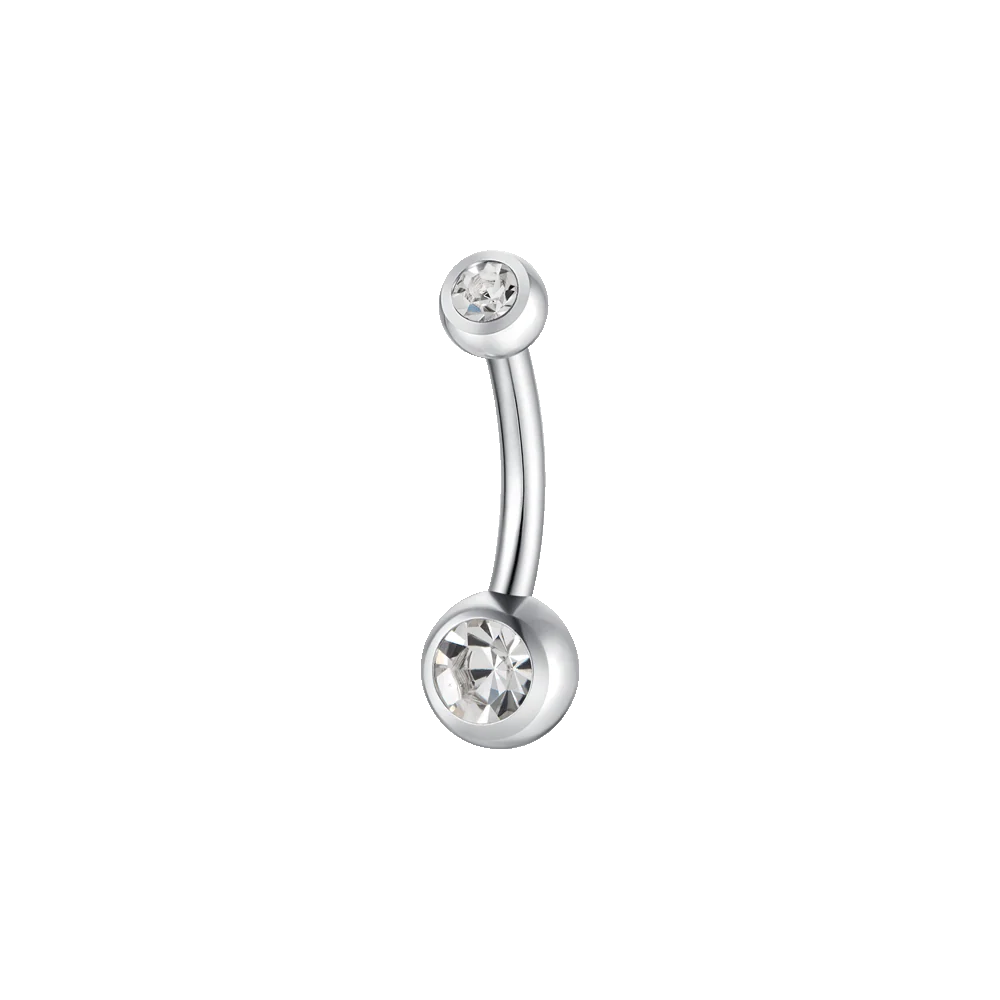 PIERCING OMBELICO DONNA IN ACCIAIO CON SFERA E ZIRCONE BIANCO