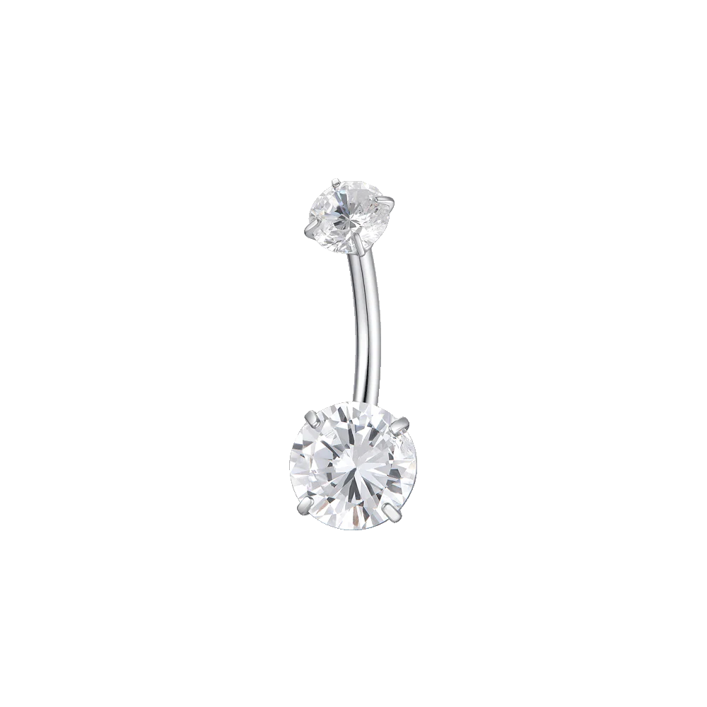 PIERCING OMBELICO DONNA IN ACCIAIO CON ZIRCONI BIANCHI