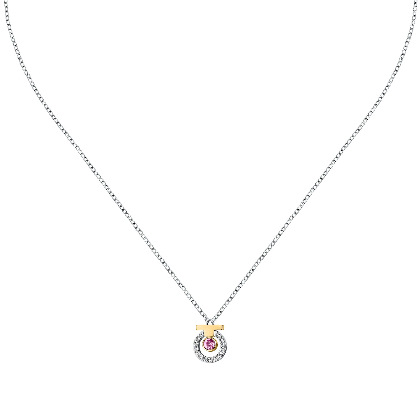 T-LOGO NECKL SS YG CRYSTAL WHT+PK 40+5CM