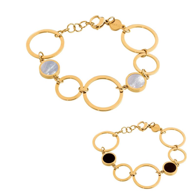 Bracciale a cerchi con acrilico e madreperla
