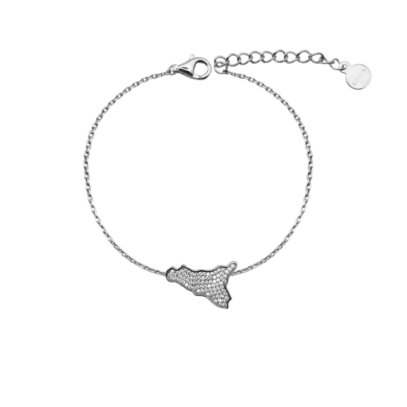 Bracciale bianco con charm Sicilia in argento 925