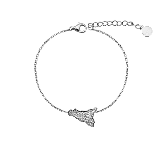 Bracciale bianco con charm Sicilia in argento 925
