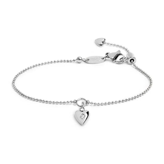 Bracciale catena a sfere con cuore con zircone