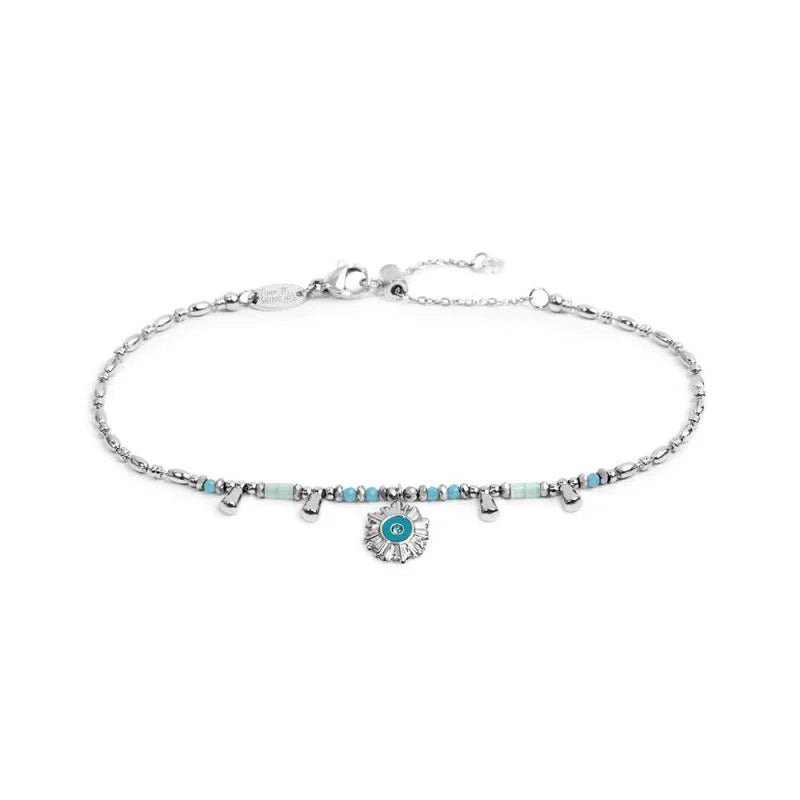 Bracciale catena chicco di riso con sole pendente