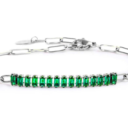 Bracciale catena con tennis cristalli baguette centrali