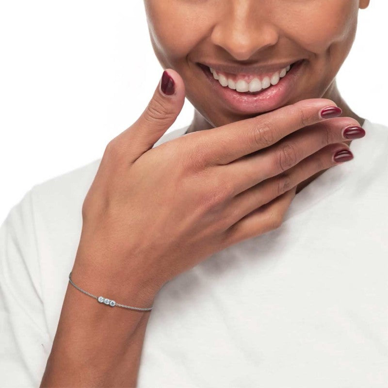 Bracciale catena cutting cross con tre zirconi 3,5mm centrali