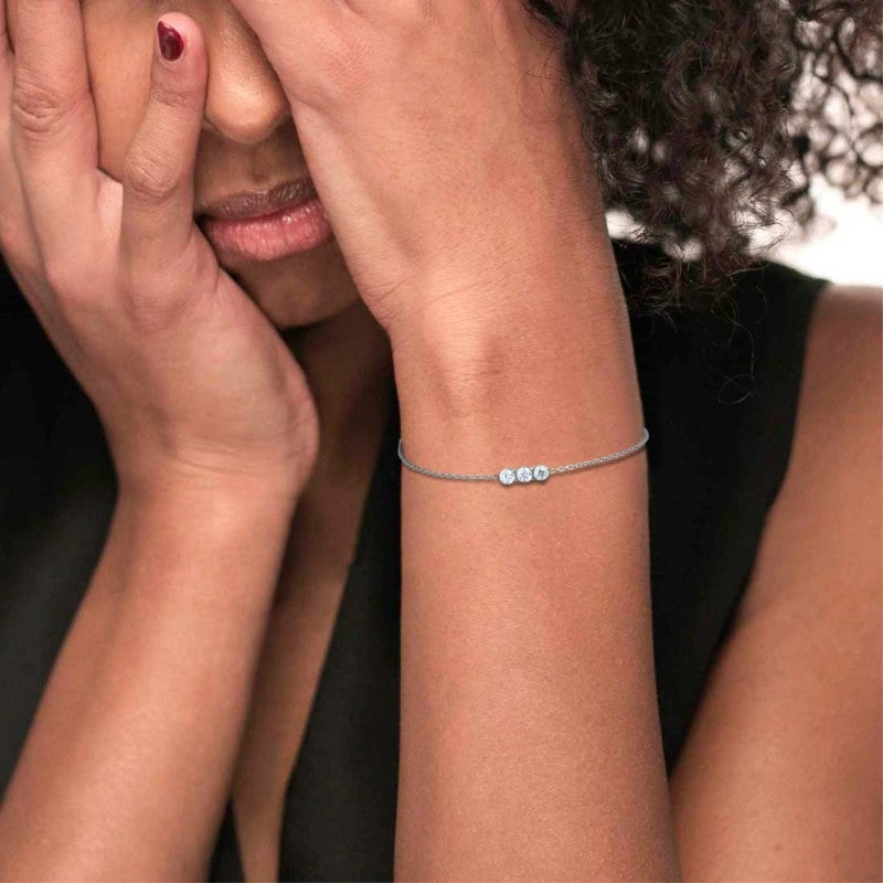 Bracciale catena cutting cross con tre zirconi 3,5mm centrali