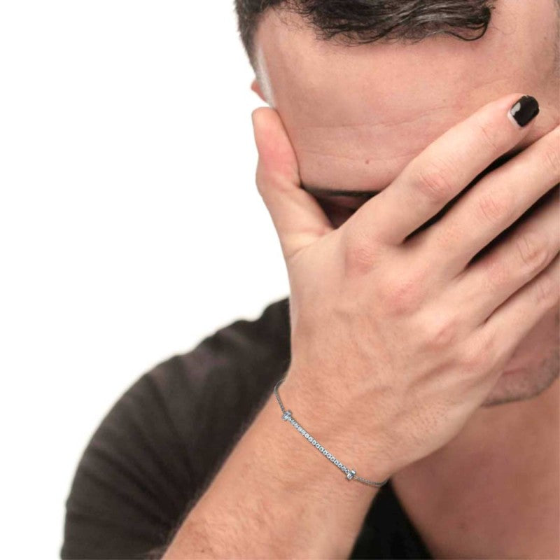 Bracciale catena cutting cross zirconi centrali