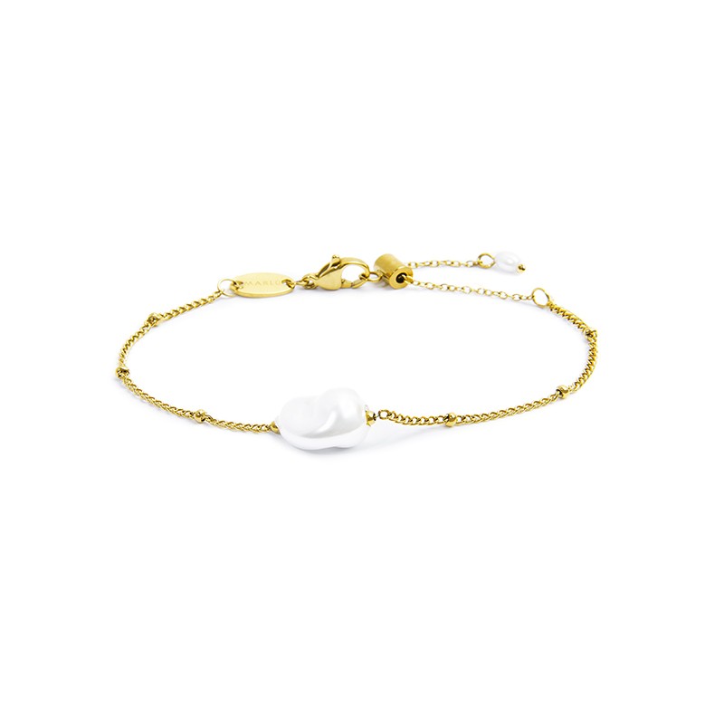 Bracciale catena grumetta con perla ovale centrale