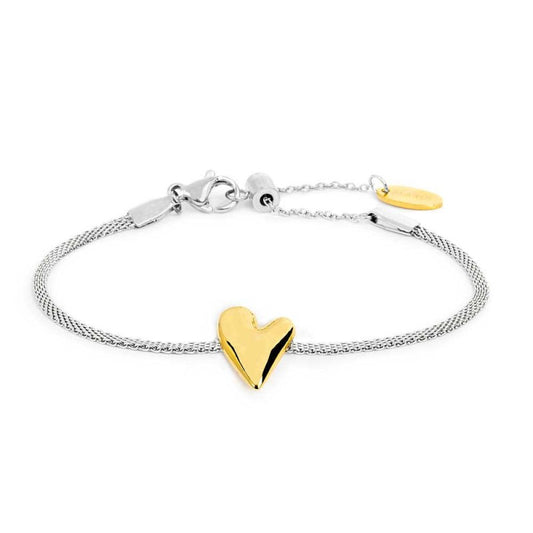 Bracciale catena mesh con cuore irregolare