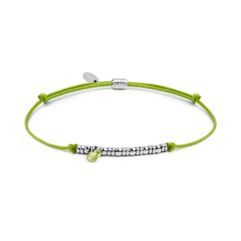 Bracciale cordino con elementi acciaio e zircone pendente
