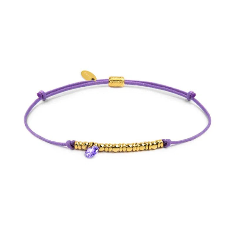 Bracciale cordino con elementi acciaio e zircone pendente