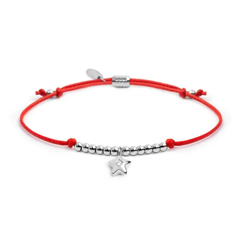 Bracciale cordino con pendente stella con zircone
