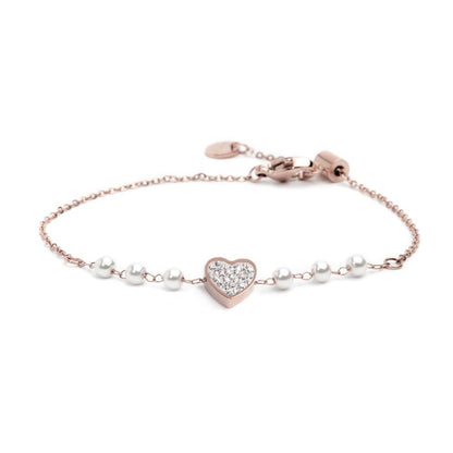 Bracciale cuore cristalli con perle