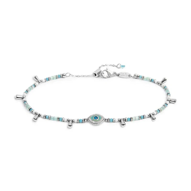 Bracciale elementi di ematite sfacetttata con occhio centrale