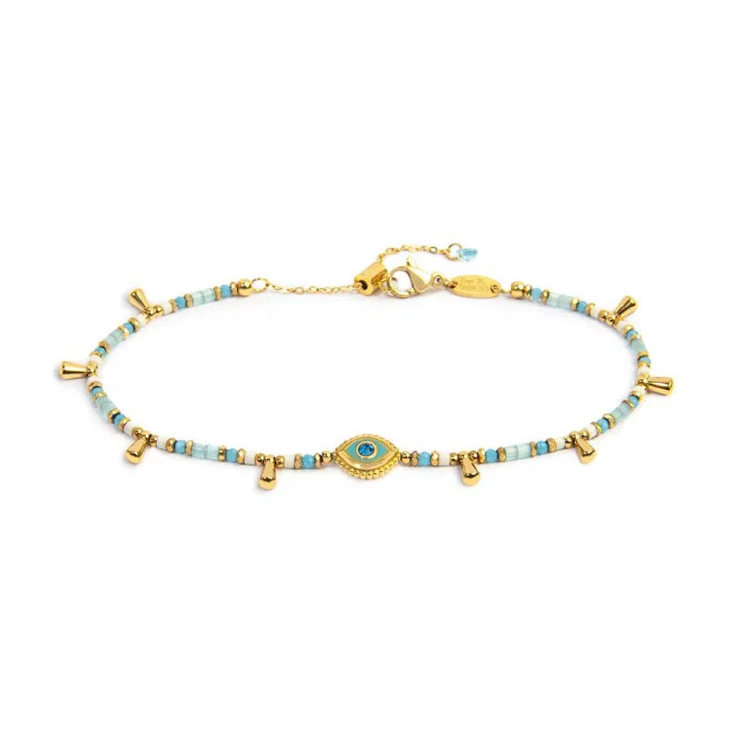 Bracciale elementi di ematite sfacetttata con occhio centrale