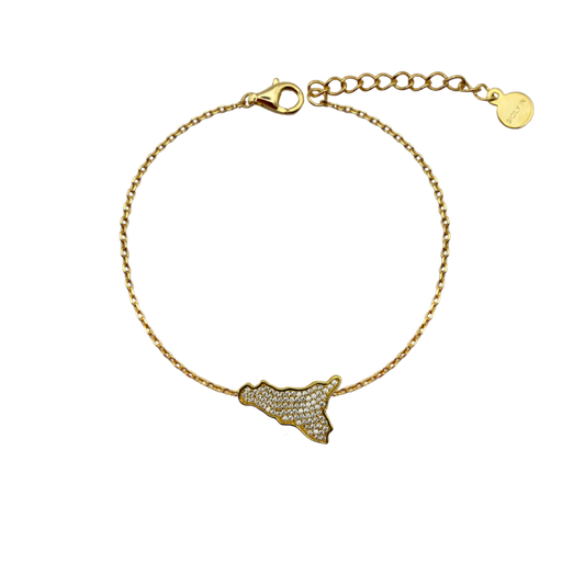 Bracciale giallo con charm Sicilia in argento 925
