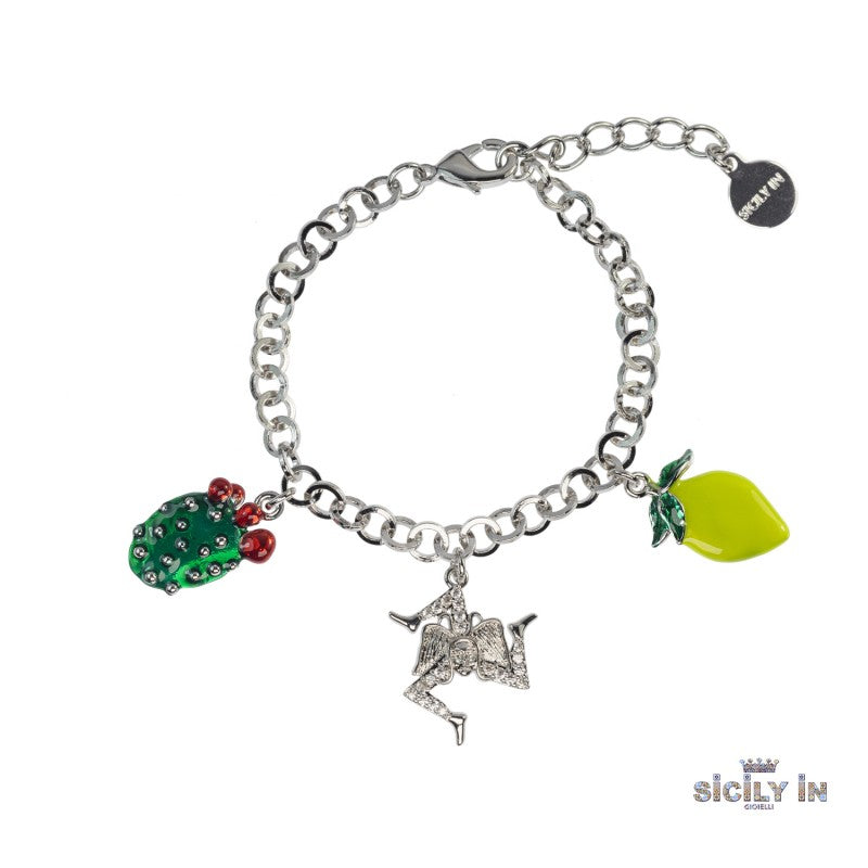 BRACCIALE IN METALLO ANALLERGICO CON 3 CHARMS