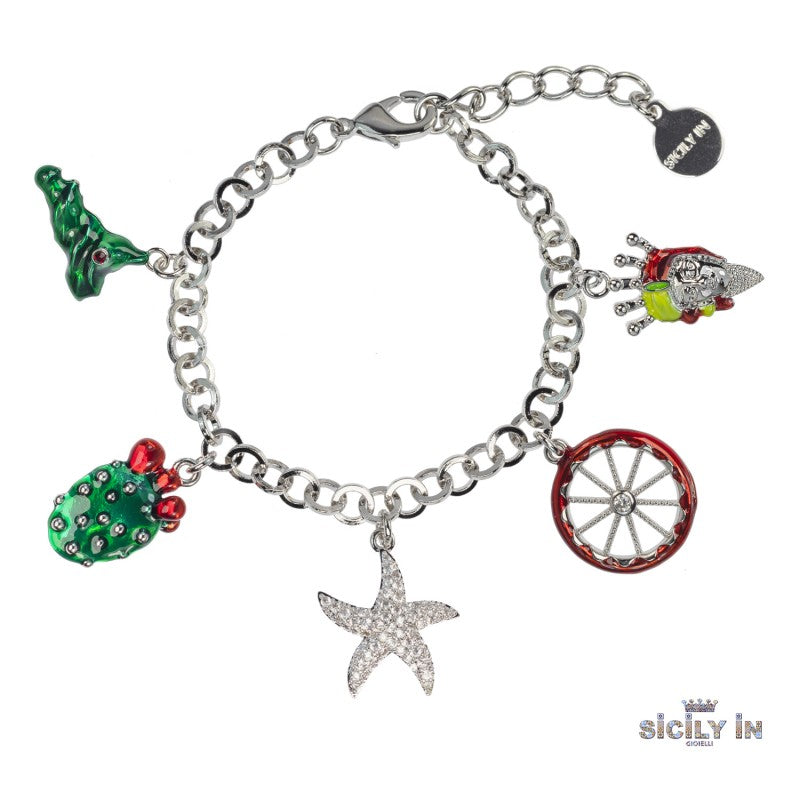 BRACCIALE IN METALLO ANALLERGICO CON 5 CHARMS