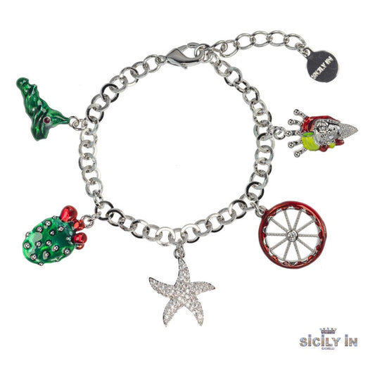 BRACCIALE IN METALLO ANALLERGICO CON 5 CHARMS
