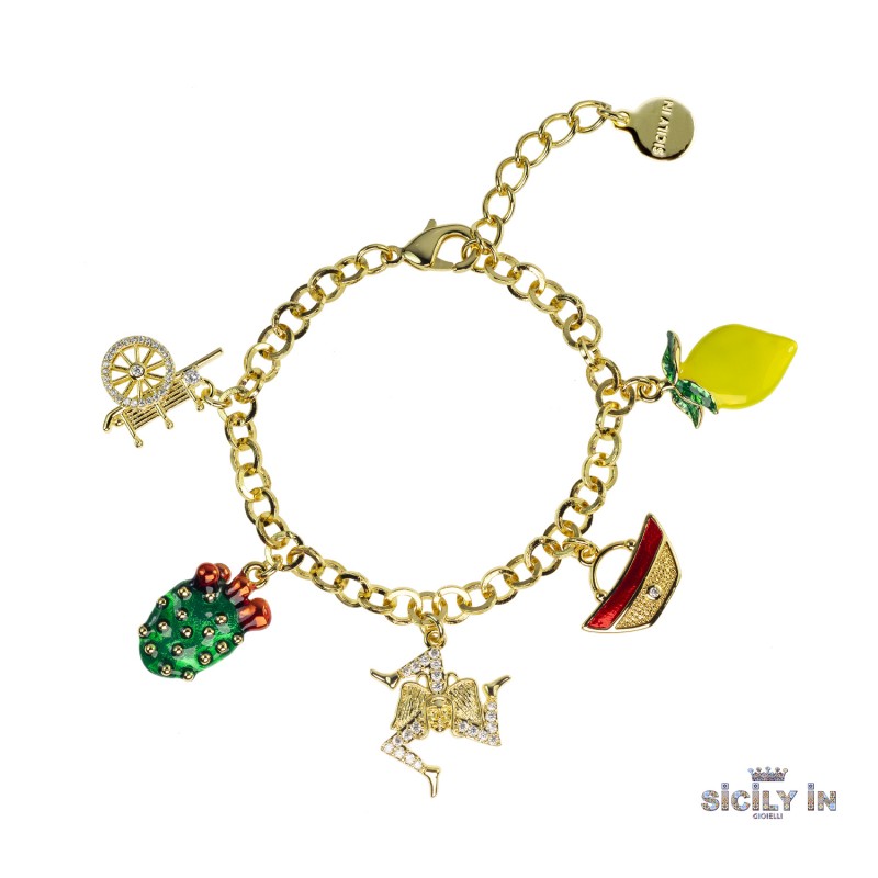 BRACCIALE IN METALLO ANALLERGICO CON 5 CHARMS