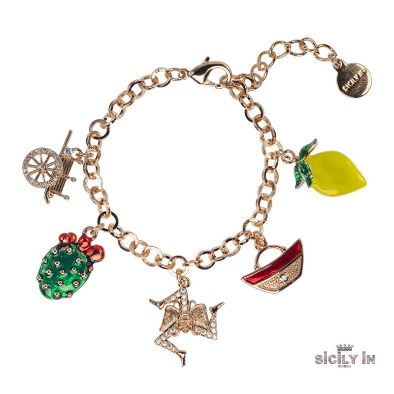BRACCIALE IN METALLO ANALLERGICO CON 5 CHARMS