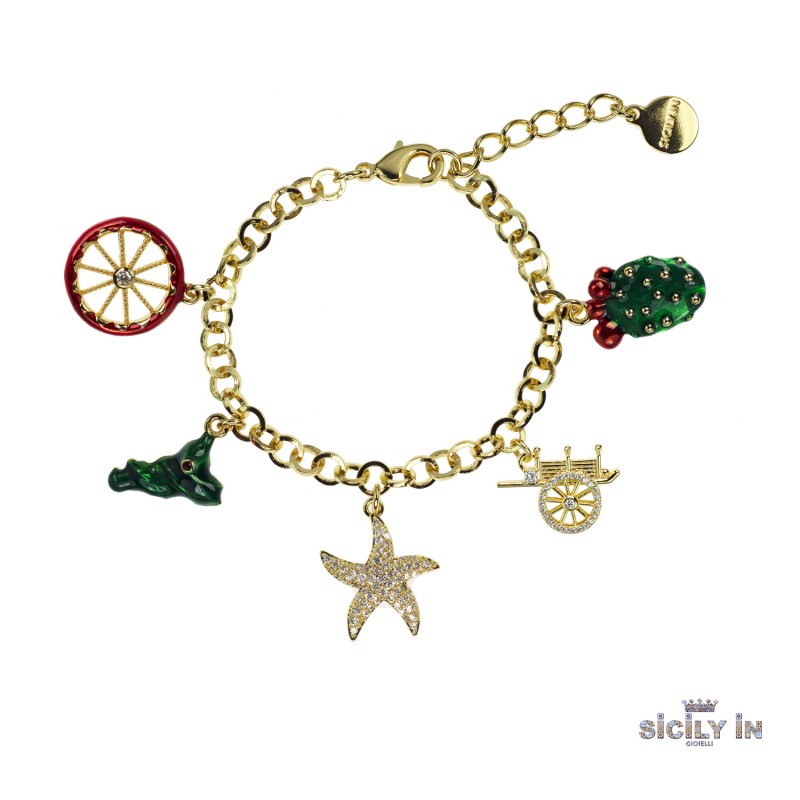 BRACCIALE IN METALLO ANALLERGICO CON 5 CHARMS