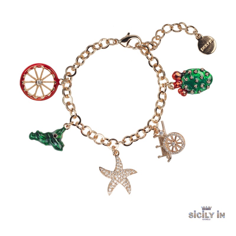 BRACCIALE IN METALLO ANALLERGICO CON 5 CHARMS