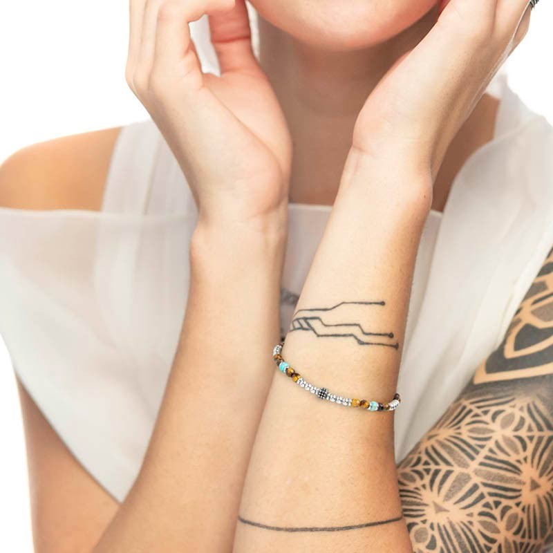 Bracciale occhio di tigre e turchese